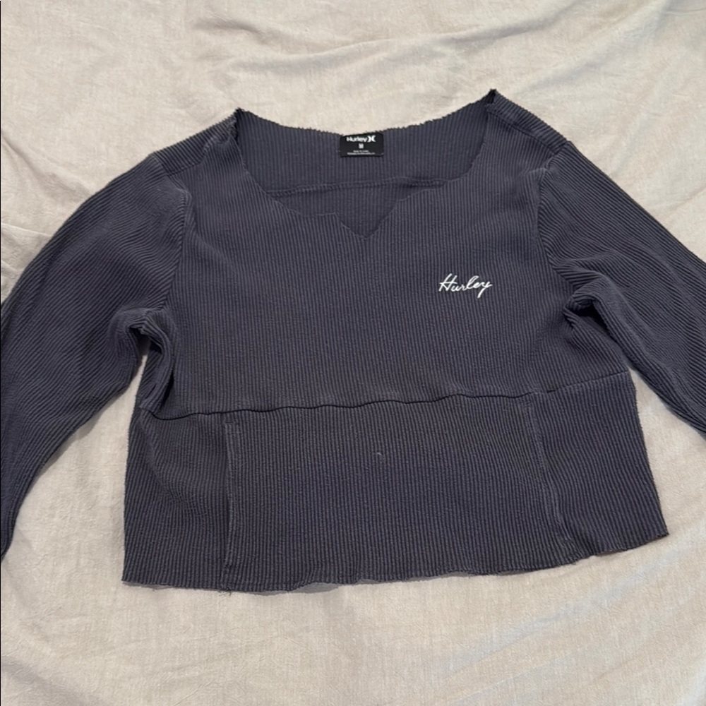 Hurley Women's Black Long Sleeve Top off the shoulder kinda cropped